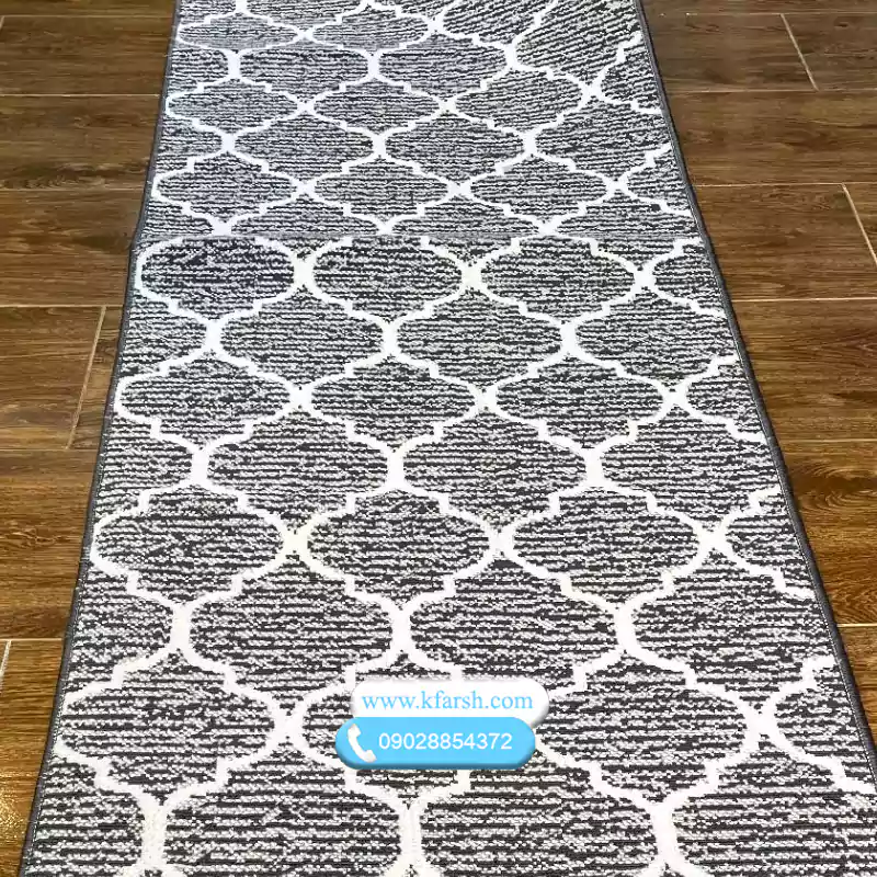 کناره گلیم ماشینی طرح مراکشی نقره ای