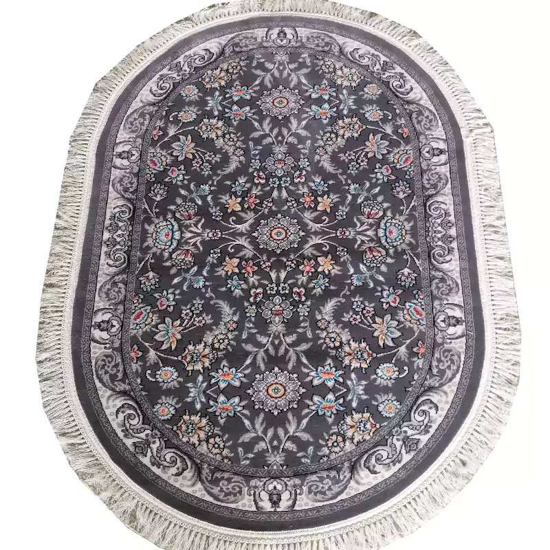 avesta-roundcarpet-gray فرش بیضی طوسی طرح اوستا