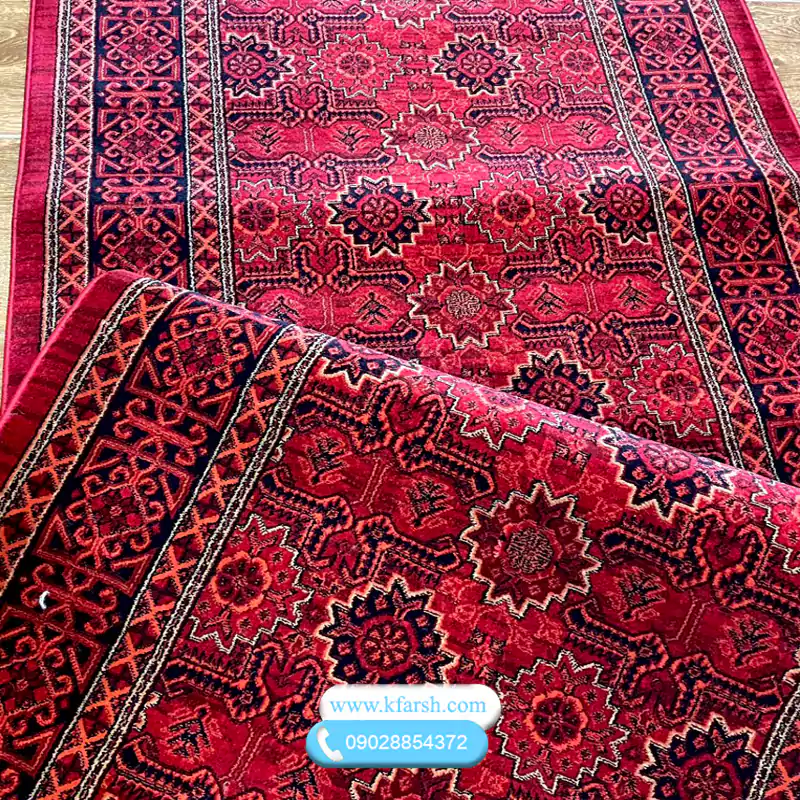 red-sidecarpet-torkaman3 فرش کناره قرمز طرح ترکمن